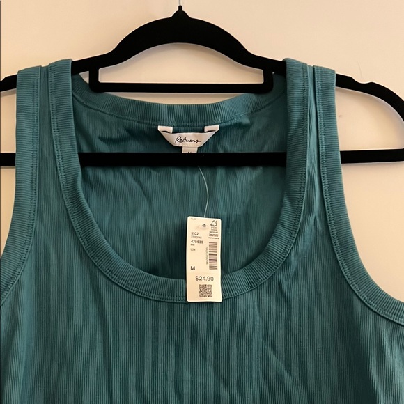 Reitman’s Teal Ribbed Tank with Scooped Neckline - Picture 4 of 11